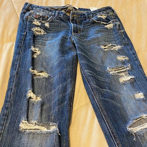 Holister Distressed Straight-leg Blue Jeans - Picture 2 of 10